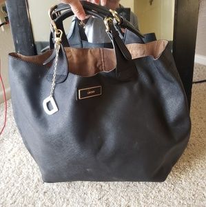 DKNY Large Black Gold Tote Bag SAFFIANO leather